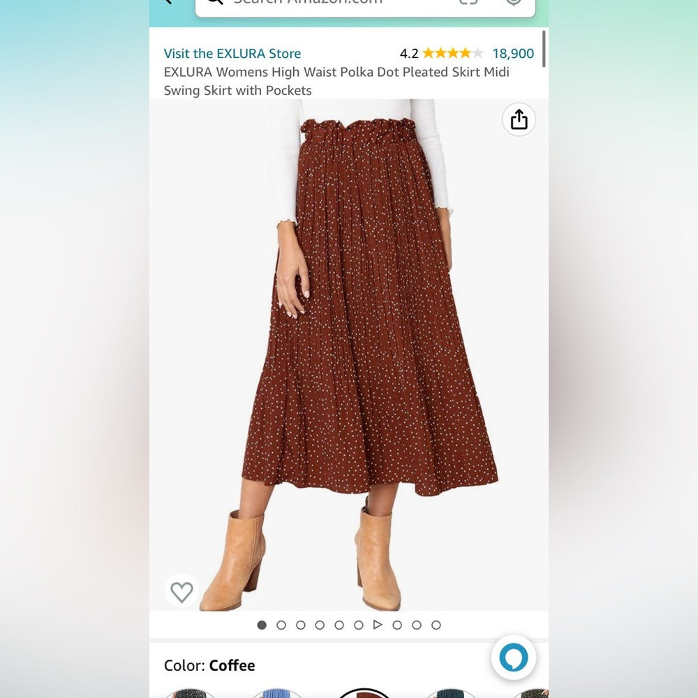 Coffee polka dot midi skirt